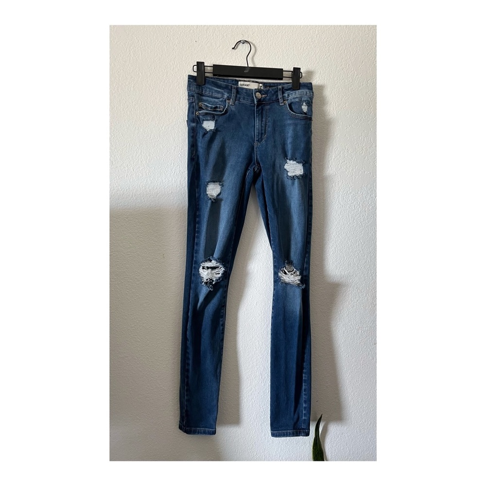 Garage Premium High Waist Blue Skinny Distressed Jeans